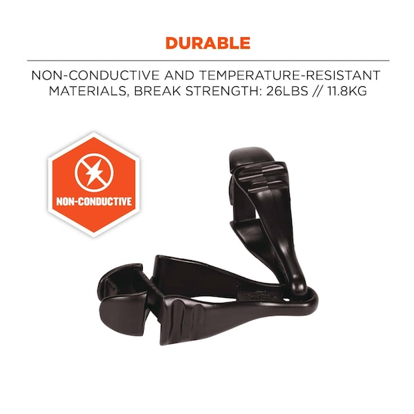 Ergodyne Glove Clip Holder with Dual Clips 3400, 100 Pairs, Black, 100PK - 19712-BULK