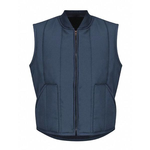 Red Kap Mens Navy Quilted Vest Patch Pocket, Cotton/Polyester, Zipper Closure, L - VT22NV RG L
