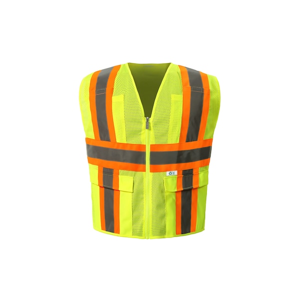 2W International Hi-Vis Economy Safety Vest 4XL Class 2 H Back, , Zipper 6 Pockets - RM7048C-2 4XL