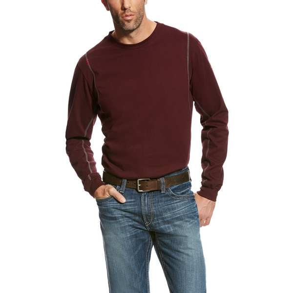 Ariat Men's FR Crew Longsleeve Tee, 8.9 cal/sq cm, M, Cotton - 10023941