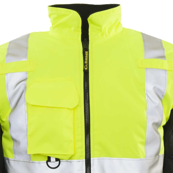 Game Workwear Hi-Vis 6-in-1 Jacket, 100% Polyester PU Coated Fabric, Hi Vis Lime, M - 1355
