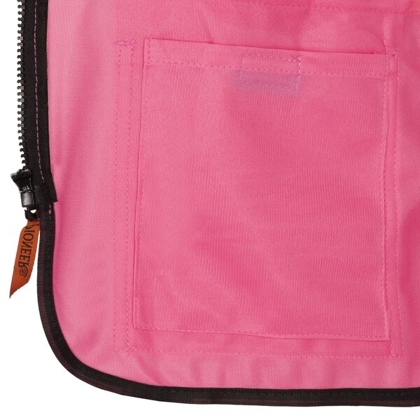 Pioneer Women's Hi-Vis Tricot Poly Interlock Safety Vest, Zipper Closure, Pink, 3XL - V1021840U-3XL