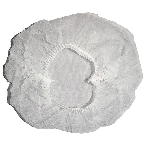 Condor Bouffant Cap, Polypropylene, 21 in Dia., White, 1000 PK - 819T07