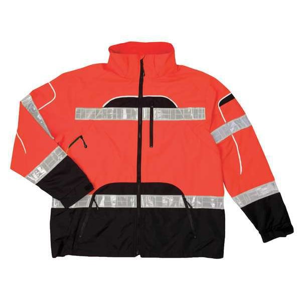 Kishigo Rain Jacket, Reflective Piping, Polyester, Class 3 R, Orange, 2XL - RWJ107-2X-3X