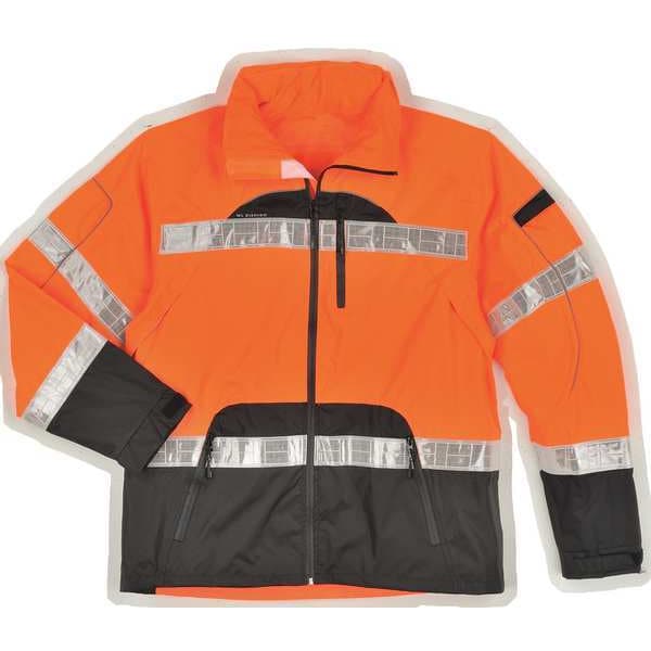 Kishigo Rain Jacket, Reflective Piping, Polyester, Class 3 R, Orange, 2XL - RWJ107-2X-3X