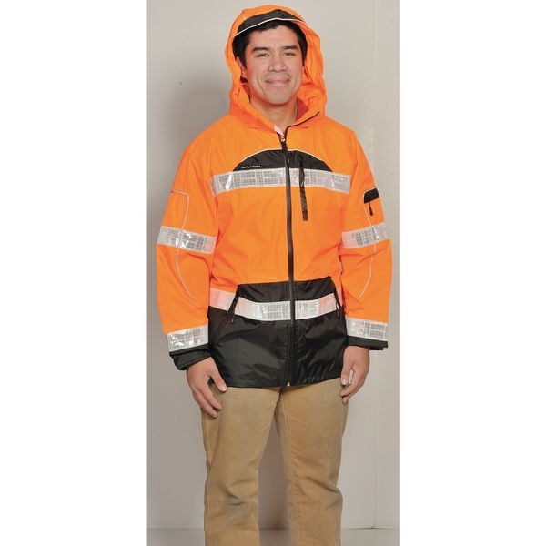 Kishigo Rain Jacket, Reflective Piping, Polyester, Class 3 R, Orange, 2XL - RWJ107-2X-3X
