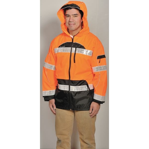 Kishigo Rain Jacket, Reflective Piping, Polyester, Class 3 R, Orange, 2XL - RWJ107-2X-3X