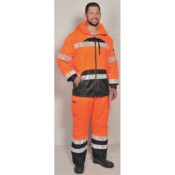Kishigo Rain Jacket, Reflective Piping, Polyester, Class 3 R, Orange, 2XL - RWJ107-2X-3X