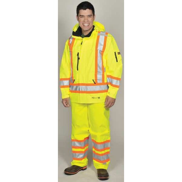 Viking Rain Jacket with Detachable Hood, 300 Denier Trilobal Rip-Stop Polyester, Waterproof Breathable, L - 3930JG-L