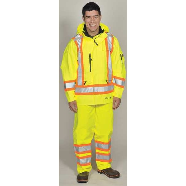 Viking Rain Jacket with Detachable Hood, 300 Denier Trilobal Rip-Stop Polyester, Waterproof Breathable, L - 3930JG-L