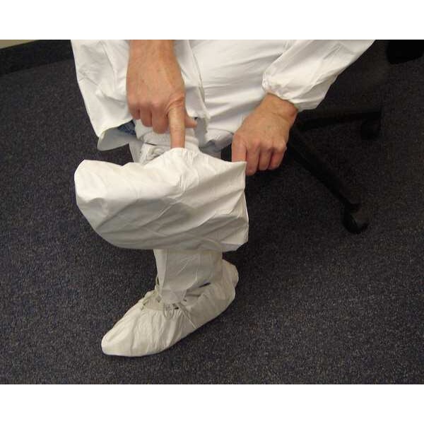International Enviroguard Disposable Shoe Covers, Microporous, White, Slip Resistant Sole: No , L - 8101