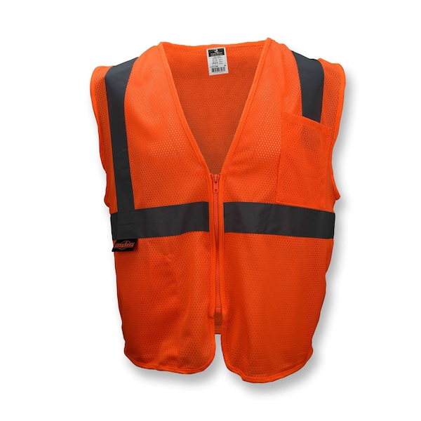 Radians Hi-Vis Economy Safety Vest 3XL Class 2 U-Block Back, , Zipper 2 Pockets - SV2ZOM3X