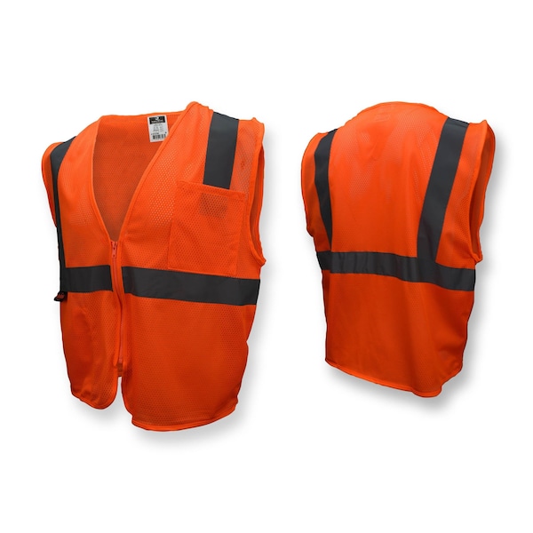 Radians Hi-Vis Economy Safety Vest 3XL Class 2 U-Block Back, , Zipper 2 Pockets - SV2ZOM3X
