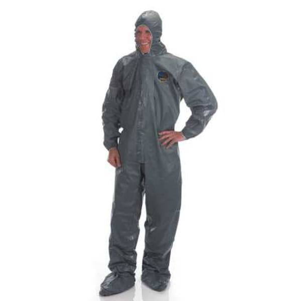 Lakeland Disposable Coverall, Hooded, M, Pyrolon, Zipper, Elastic Cuff, Attached Boots Ankle, 6 PK - 51150-MD