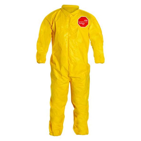 Dupont Chemical Resistant Coverall, Collared, 2XL, Tychem(R) 2000, Adhesive, Elastic Cuff, Elastic Ankle - QC125BYL2X001200
