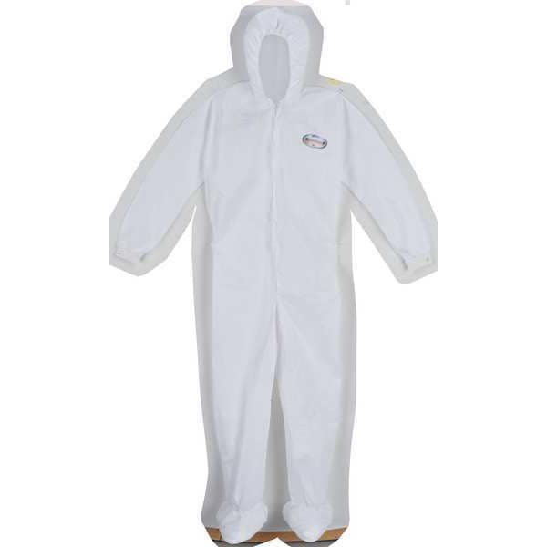 Kleenguard Disposable Coveralls, Hooded, XL, SMMMS, Zipper, Elastic Cuff, Attached Boots Ankle, Serged Seam - 49124