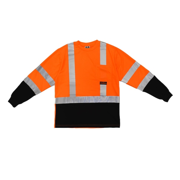 Radians Hi-Vis TpR/Cl3 LS Blk Bot T-Shirt-Org/Black-L - ST21B-3POS-L