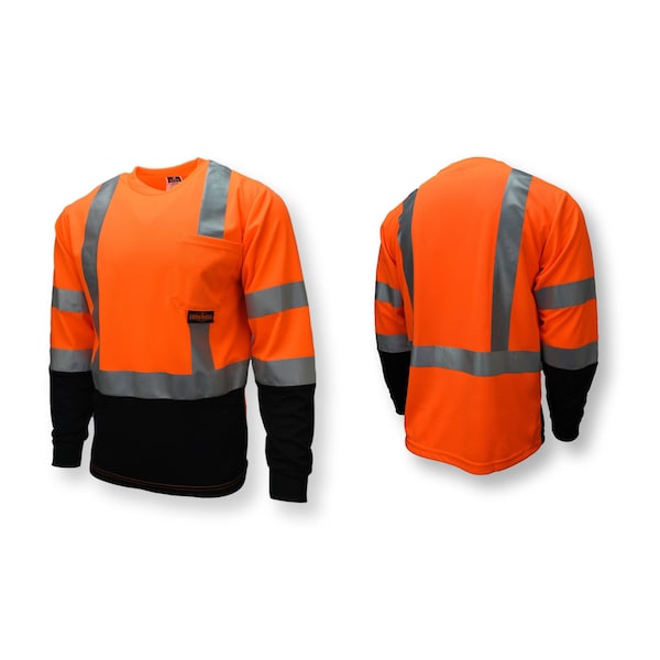 Radians Hi-Vis TpR/Cl3 LS Blk Bot T-Shirt-Org/Black-L - ST21B-3POS-L