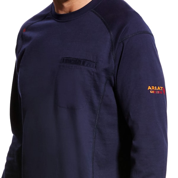 Ariat Men's FR Crew Longsleeve Tee, 8.7 cal/sq cm, XL, Cotton - 10022327