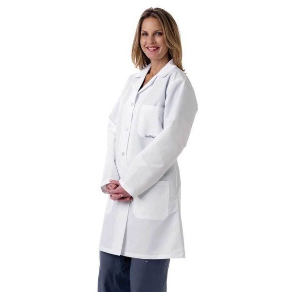 Medline Women's Lab Coat, Full Length, 3 Pockets, White, Medium - MDT13WHT2E