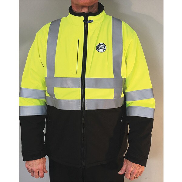 Polar Plus Hi-Vis Softshell Jacket, Nylon, Hi-Viz Yellow, 3XL - 301HI-3XL