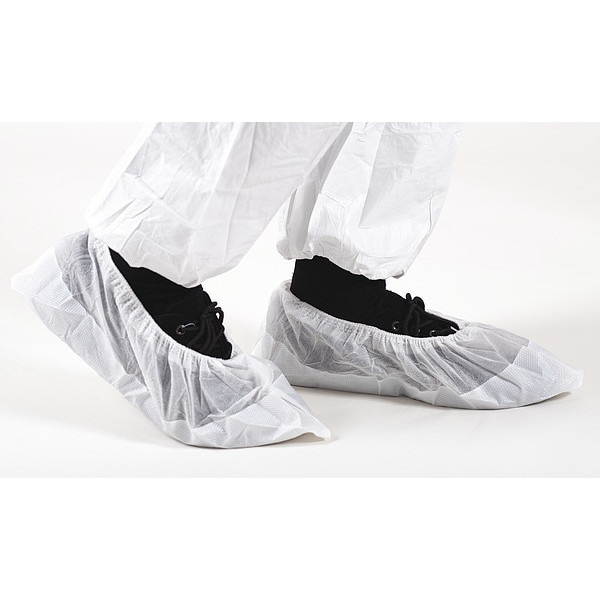 Bioclean Disposable Shoe Covers, Polyethylene, White, Slip Resistant Sole: Yes , Universal - S-BDOS