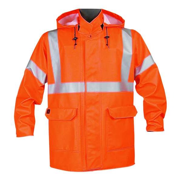 Nasco Arc Flash Rain Jacket, 16 cal/sq cm, M, 10 oz/sq yd Polyurethane, Non-Conductive Zipper Closure - 4503JFOM