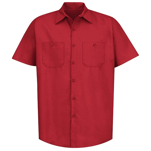 Red Kap Men's Mens Ss Red Poplin Work Shirt, L, Cotton/Polyester, Buttons Closure, 2 Pocket(s), L - SP24RD SS L