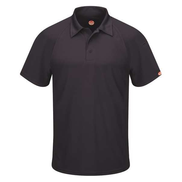 Red Kap Men's Short Sleeve Polo, Polyester, Button Closure, 2 Pocket(s), 2XL - SK92BK SS XXL