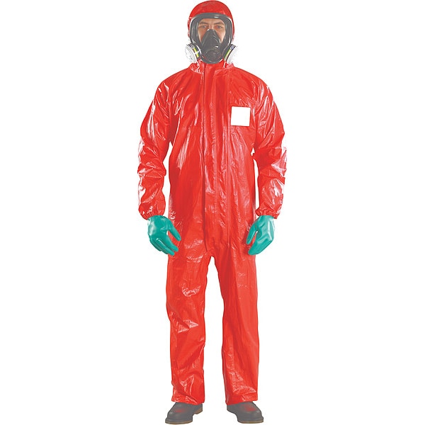 Ansell Chemical Resistant Coverall, Hooded, 2XL, AlphaTec(R) CFR, Zipper, Elastic Cuff, Elastic Ankle - RD96-T-92-111-06