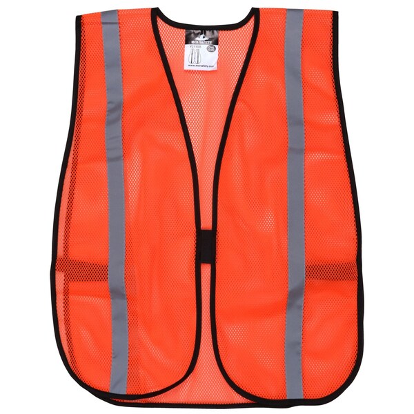 Mcr Safety Garments, Poly, Mesh Safety Vest, 1 Silver Stripe, One Size, 12PK - V211SR