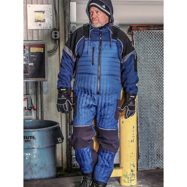 Refrigiwear Frostline Bib Overalls, Nylon, Black/Blue, 3XL - 7120RNBK3XL