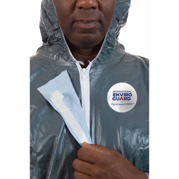 International Enviroguard Disposable Coverall, Hooded, 2XL, Pyroguard(R) CRFR, Zipper, Elastic Cuff, Elastic Ankle - 9115T-2XL