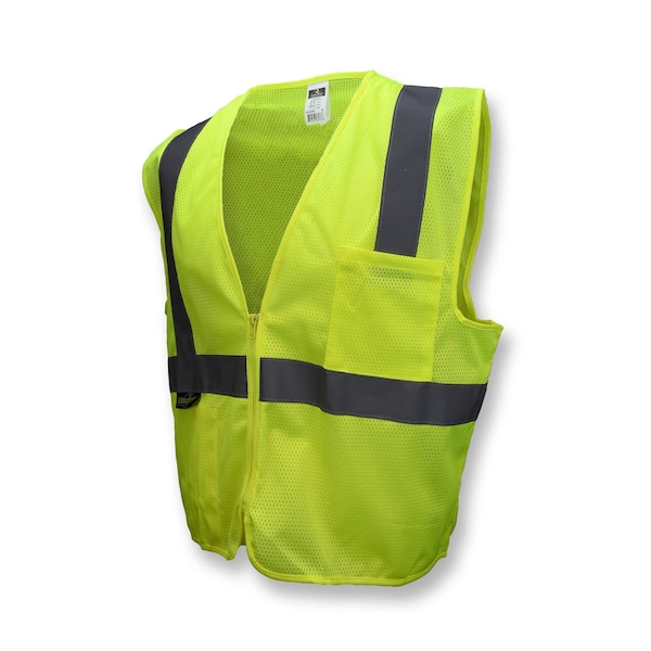 Radians Hi-Vis Economy Safety Vest 2XL Class 2 U-Block Back, , Zipper Closure 2 Pockets - SV2ZGM2X