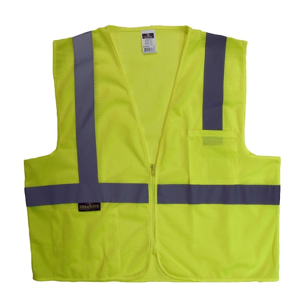 Radians Hi-Vis Economy Safety Vest 2XL Class 2 U-Block Back, , Zipper Closure 2 Pockets - SV2ZGM2X