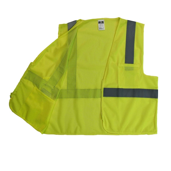 Radians Hi-Vis Economy Safety Vest 2XL Class 2 U-Block Back, , Zipper Closure 2 Pockets - SV2ZGM2X