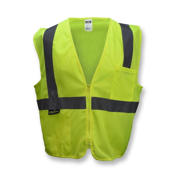Radians Hi-Vis Economy Safety Vest 2XL Class 2 U-Block Back, , Zipper Closure 2 Pockets - SV2ZGM2X