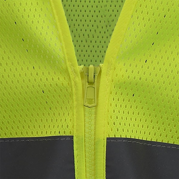 Radians Hi-Vis Economy Safety Vest 2XL Class 2 U-Block Back, , Zipper Closure 2 Pockets - SV2ZGM2X