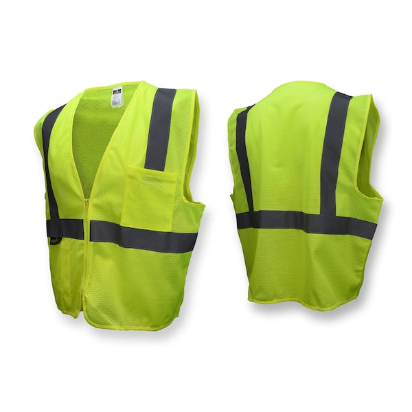 Radians Hi-Vis Economy Safety Vest 2XL Class 2 U-Block Back, , Zipper Closure 2 Pockets - SV2ZGM2X