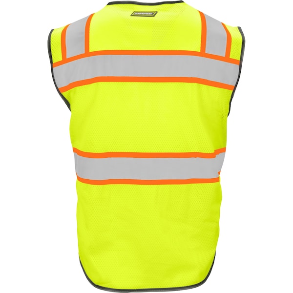Ironwear Hi-Vis Safety Vest w/Black Bottom 2XL Class 2 , Zipper 8 Pockets - 1244-BKZ-RD-2XL