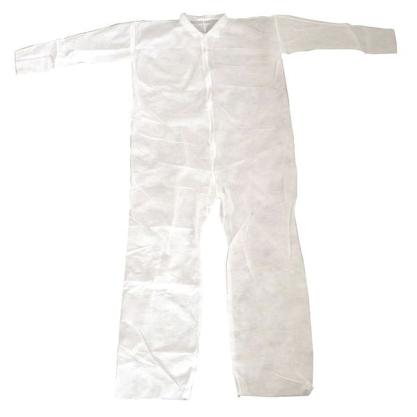 Condor Disposable Coverall, Collared, 2XL, Polypropylene, Zipper, Open Cuff, Open Ankle, Serged Seam - 26W754