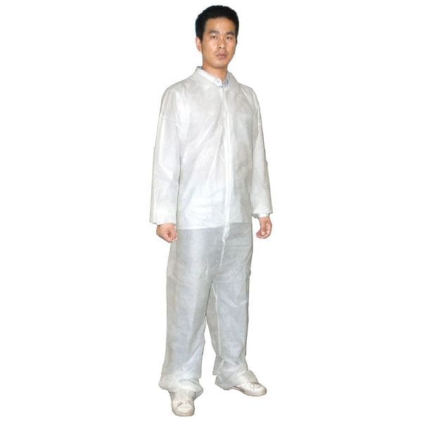 Condor Disposable Coverall, Collared, 2XL, Polypropylene, Zipper, Open Cuff, Open Ankle, Serged Seam - 26W754
