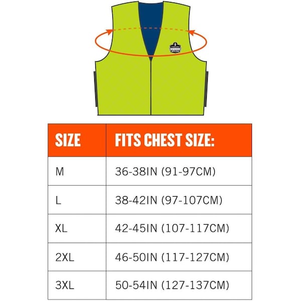 Ergodyne Evaporative Cooling Vest, Embedded Polymers, Zipper Closure, Lime, 2XL - EGO12536