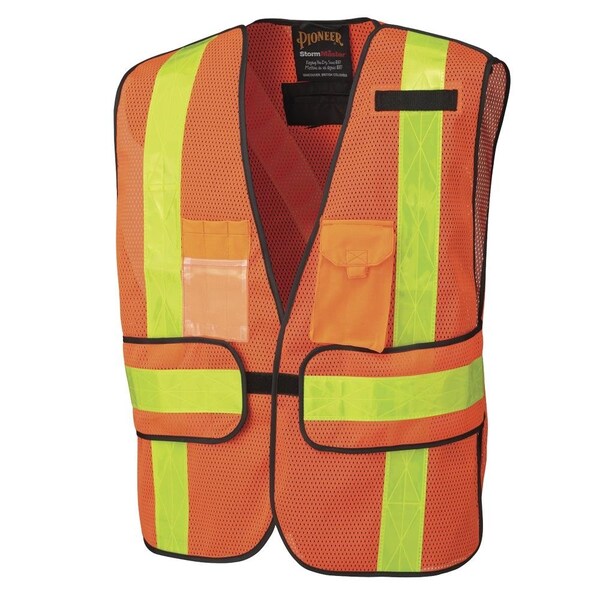 Pioneer Hi-Vis All-Purpose Mesh Tear-Away Safety Vest, 4 Pockets, Orange, O/S - V1030150U-O/S