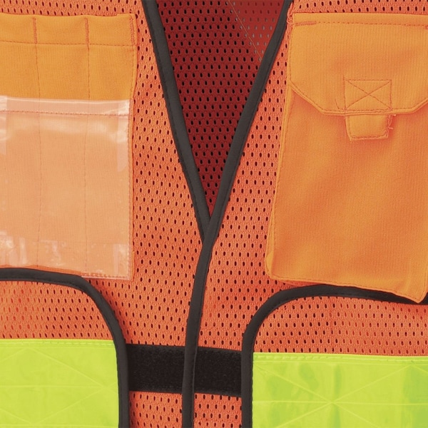 Pioneer Hi-Vis All-Purpose Mesh Tear-Away Safety Vest, 4 Pockets, Orange, O/S - V1030150U-O/S