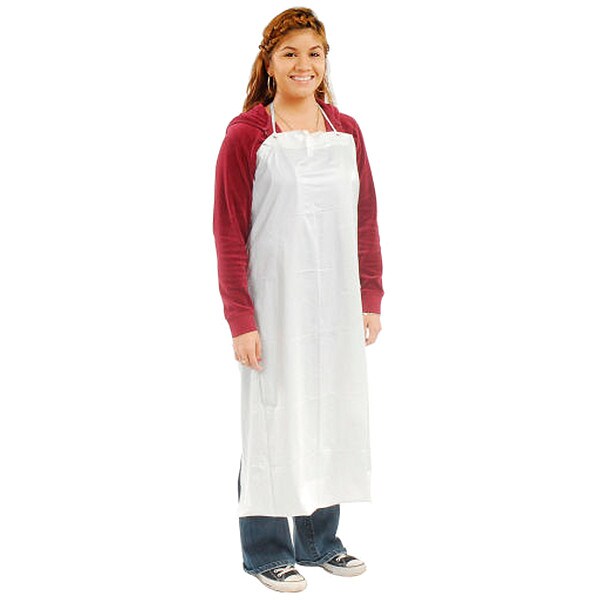 Keystone Safety Bib Apron, Universal, PVC, White, PK72 - AP-PVC-6R-3545-WHITE