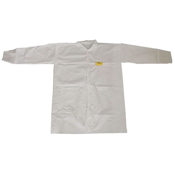 Condor Condor Disposable Lab Coat, Microporous Film Laminate, Snaps Closure, White, 2XL, 30 PK - 30C589