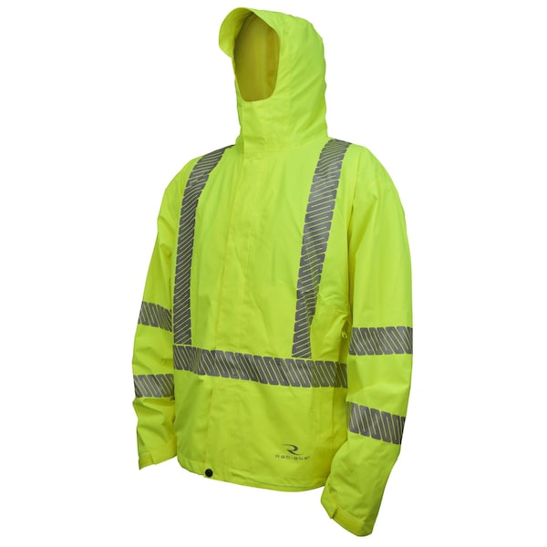 Radians Hi-Vis Rain Coat, Ripstop Waterproof Polyester, Class 3 Type R, Hi-Vis Green, 2XL - RW11-3ZGR-2X