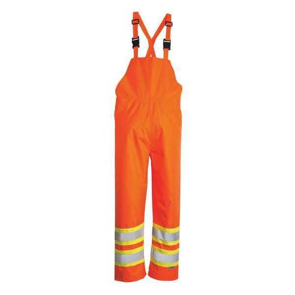 Viking Hi-Visibility Rain Bib Pants, Polyester, Polyurethane, 33 1/2 in Inseam, 45 in Waist, Orange, 3XL - 6323PO-XXXL