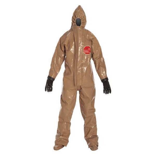 Dupont Chemical Resistant Coverall, Hooded, M, Tychem(R) Responder(R) CSM, Zipper, Hook-and-Loop Cuff - RC128TTNMD000100